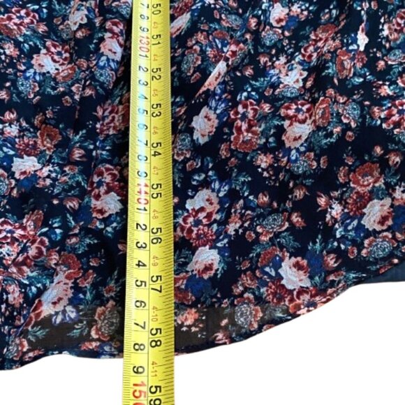 Zara maxi dark floral print chiffon long sleeve dress - Picture 11 of 16